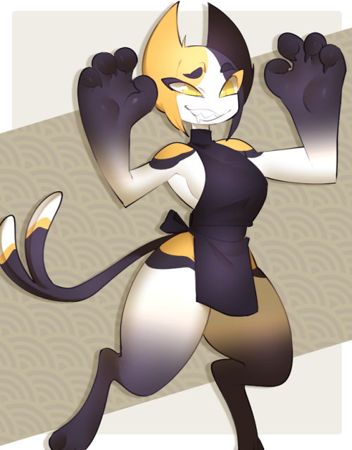 here’s a doodle of a cat gal named Koin!! (maybe if you give her food she’ll grant you g