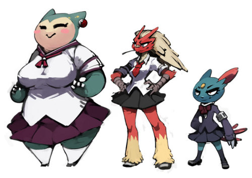 pingagirl: bittenhardly:  High-school Pokemon  That snorlax is adorable