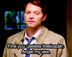 thespywhospies:  Supernatural AU 2: Human!Cas &amp; Angel!Dean&ldquo;Are