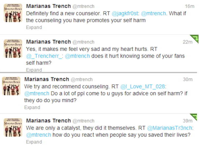 thefangirlsandthebrave:   Marianas Trench on self harm  this is why they mean so