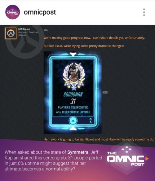 pockethealing: So apparently they are looking into making Symmetra’s Teleporter a normal abili