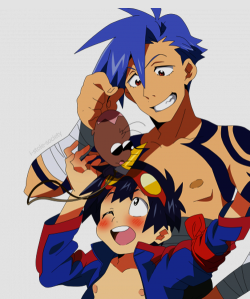 i-stole-society:  My favorite characters:Kamina &amp; Simon - Tengen Toppa Gurren Lagaan   