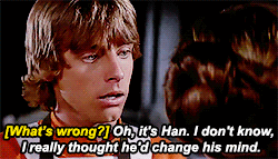 softkirks: After a few steps, he stops and looks back. Han glances up and the two