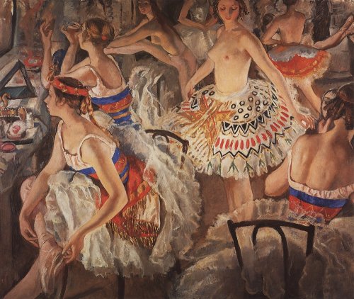 zinaida-serebriakova: In ballet dressing room (Big ballerinas), 1922, Zinaida Se