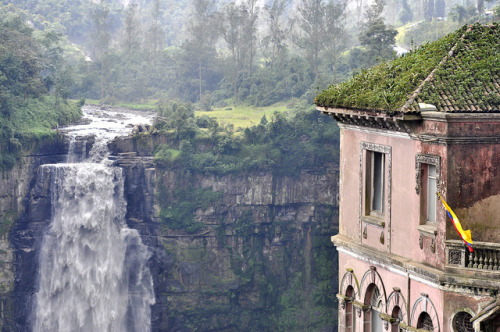  Abandoned (Haunted) Hotel in Colombia The Hotel del Salto is located near Tequendama Falls on the Bogotá River in Colombia. It was opened in 1924 and shut its doors in the 1990′s. The hotel’s Gothic design is perfectly enhanced by a river and waterfall.