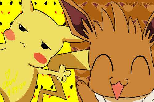 lovelypurplefox: ⚡Pikachu⚡ and Eevee from Bump of Chicken’s Gotcha Music Video!Likes and reblogs app