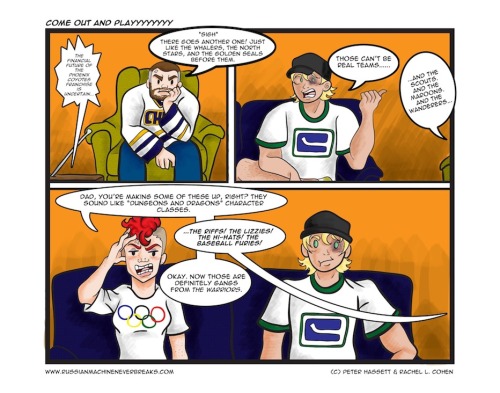 Previous page | First page | Next Page
After last week’s interlude we’re back with a new strip all about old-timey team names, and the tendency for fans of the good old days to mythologize excessively.
Weird story: we put this strip together during...