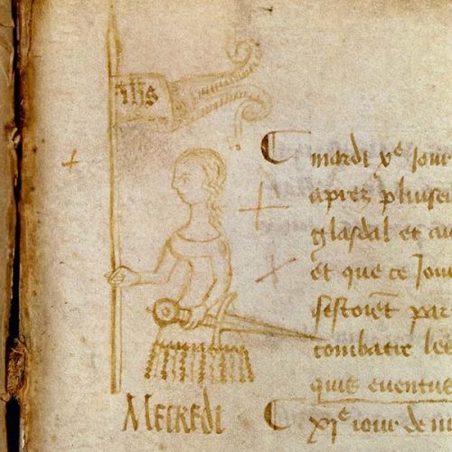 ourwakingsoules:Marginal sketch of Joan of Arc by Clément de Fauquembergue, 1429 – the only known de