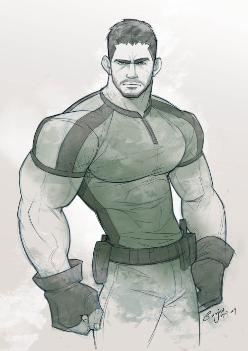 silverjow:  Daily Practice #003 - Chris Redfield fanartI’m a big Resident Evil Fan since the very 1st game of the series. I have to admit, he’s the reason why i keep replay the game RE5 and 6. Some say whoever design this character must be a bara