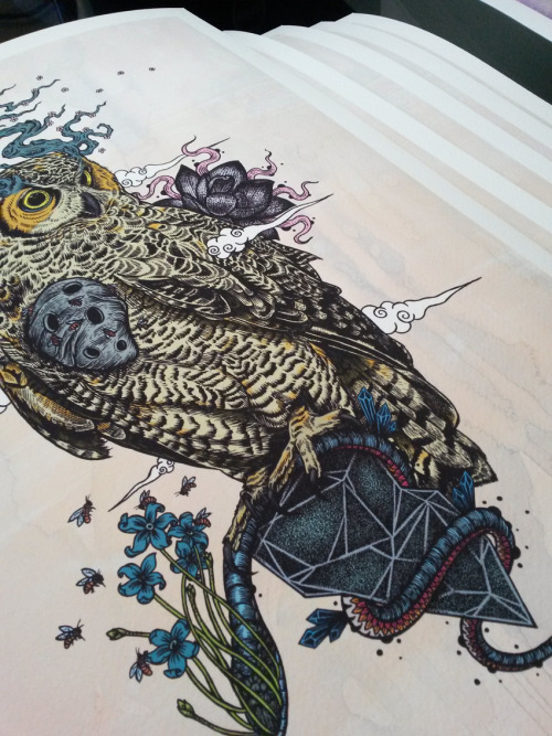 fer1972:  mat1t:  Ink work on ‘Regrowth’ and signing the subsequent prints.  All on their way to Archimedes Gallery.  A hell of an artist.