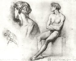 Male nude and other studies (1858) Gustave