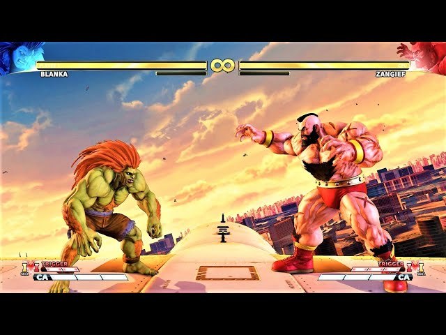 Zangief flexing his muscles in the ring