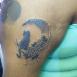 A Recent Tattoo Of A Moon And Cat.   #Ink #Tattoos #Chelsea #Ravenseyeink  (At Raven&Amp;Rsquo;S