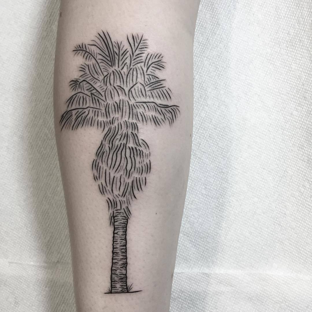 Just a happy little palm tree on my under forearm  rtattoo