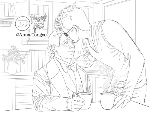 Thank you sketch for the lovely @ Anna Tongco,✨ who requested Crowley gently kissing Aziraphale&rsqu