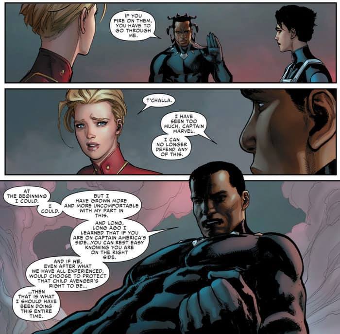 T’Challa: “Carol get the fucking message you’re wrong!”Carol: “But Ulysses