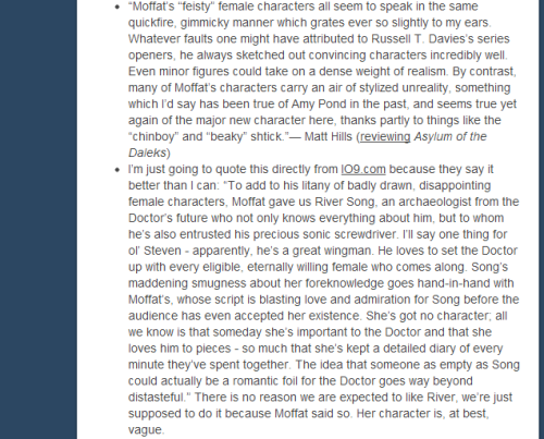 waiting-for-the-tardis:  worthyourweightinfanfiction:  “What’s Wrong With Stephen Moffat?”Rebloggable by request  Oh man, the problems with this post.  Read More  ALL OF THE THINGS IN THIS LINK