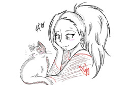 chibiraccoon:  Please don’t repost/edit without permission.Happy Halloween!! Have a Yaomomo and TodoKitty sketch!!!