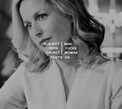 cateblanchettes:  “Man fucks woman. Subject: man; verb: fucks; object: woman. That’s OK.
