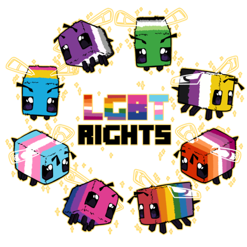 smnius:Minecraft Bees say LGBT RIGHTS!!You can get all the bees (or each individual bee) as stickers