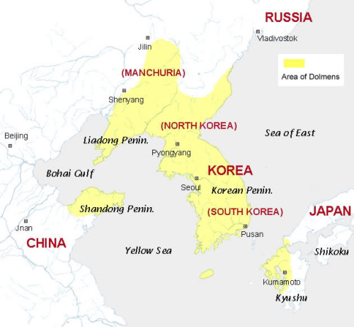 eastiseverywhere:daubman:eastiseverywhere:Korea Week!Major dolmen sites within Korean Peninsula[Sour