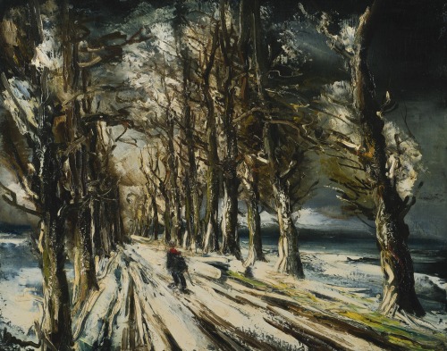 poboh:  Personnage sur un chemin enneigé Maurice de Vlaminck. (1876 - 1958) - Oil on Canvas -