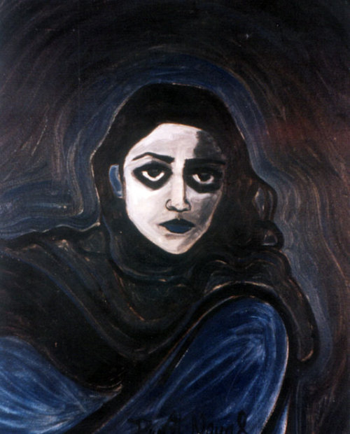 aloneandforsakenbyfateandbyman:Self portraits by Bollywood actress and painter Deepti Naval