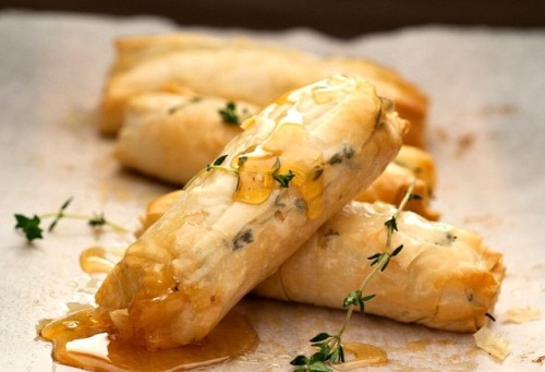 Rainy Mondays call for Baked Goat Cheese Rolls w/ Honey &amp; Thyme from our new Home for the Ho