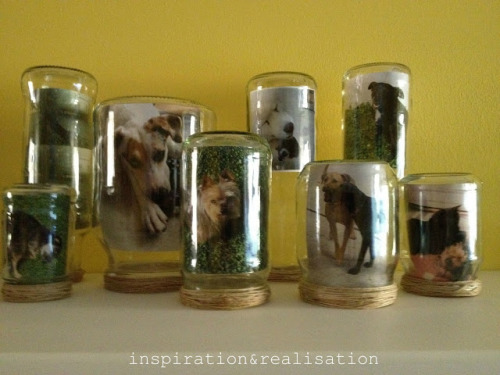 DIY Pet Memorial Jars or Photo Jars Tutorial from inspiration & realisation here. The top jar co