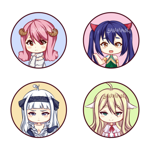 Fairy tail icons I made for a con, I missed a few OG’s in this batch so there should be more to come