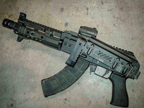 tacticalsquad:  from @cwgunwerks - The #m92 with The stock folded. @zenitco_ru stockBulgarian patter