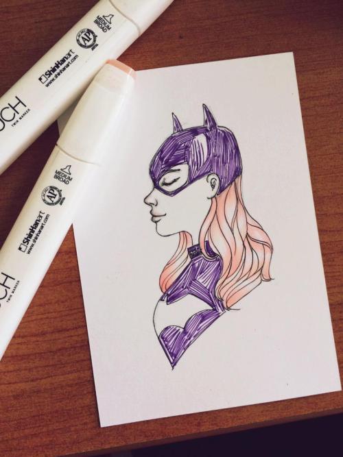 Little bat-doodle at work! Also featuring my super cute Babs/Batgirl stickered-notebook.Origina