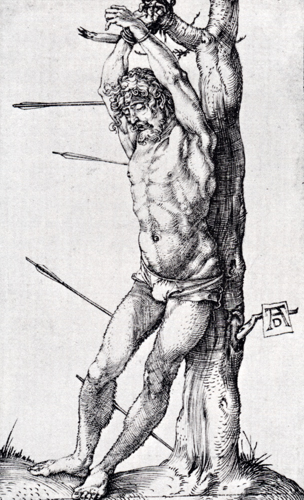 artist-durer:  St. Sebastian At The Tree, 1501, Albrecht DurerMedium: engraving