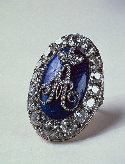 treasures-of-imperial-russia:Monogrammed rings of the Tzars (from the top left): Alexander I, Cather