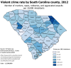 Violent crime rates of South Carolina’s counties, 2012