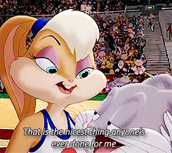 onscreenkisses:  Space Jam, dir. Joe Pytka (1996)  &ldquo;Are you okay?!&rdquo;&ldquo;Me?