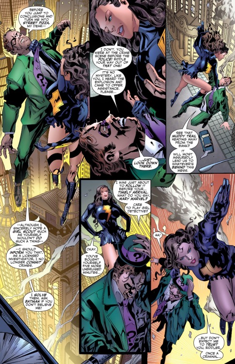 Mary Marvel vs. Riddler.[from Countdown to Final Crisis (2007) #42]