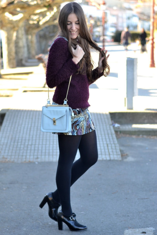 See more at Fashion Tights As first seen on blog “Me and my bag” here: Fuzzy sweater She