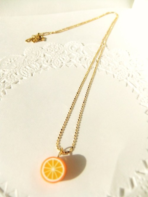 Handmade Fruit Necklace from JAPAN, My Shop Changes by feeling. (✿ฺ´∀`✿ฺ) Orange, Kiwi,