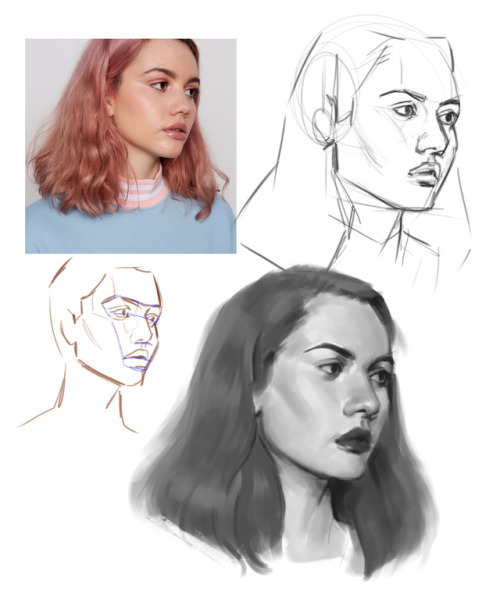 ami-marisart:studyin, trying to break down faces better