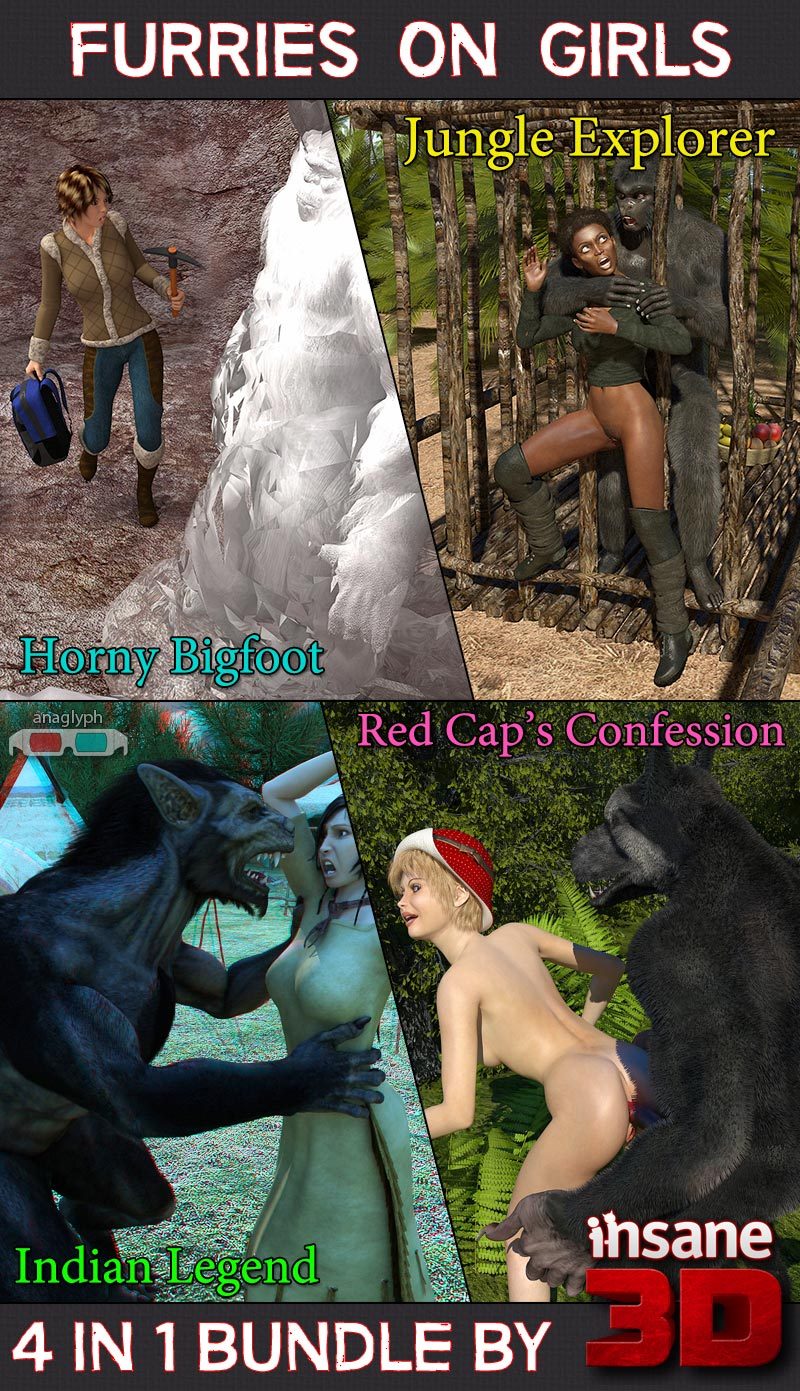 4 bangin’ new stories are here from Insane3D!  Furry Creatures fuck innocent girls.