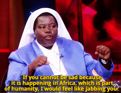 sandandglass:  Sister Rosemary Nyirumbe and Stephen Colbert talk about the abduction