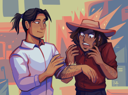 7clubs:Decided to redraw/color my first mchanzo drawing ever :plocal cowboy baby impressed by secret