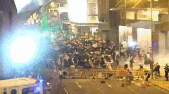 Kropotkindersurprise — July 2019 - Protesters in Hong Kong use lasers to...