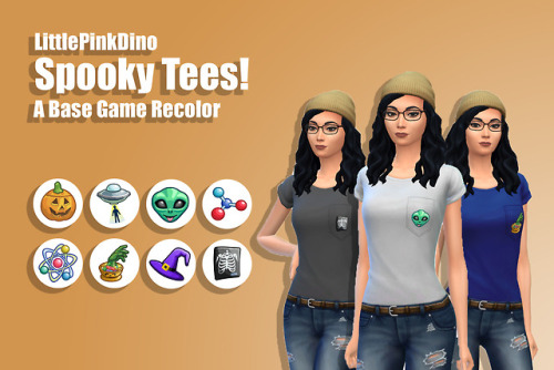 Spooky Tees - Base Game Recolor Hello everyone! I am officially starting off my CC adventure with th