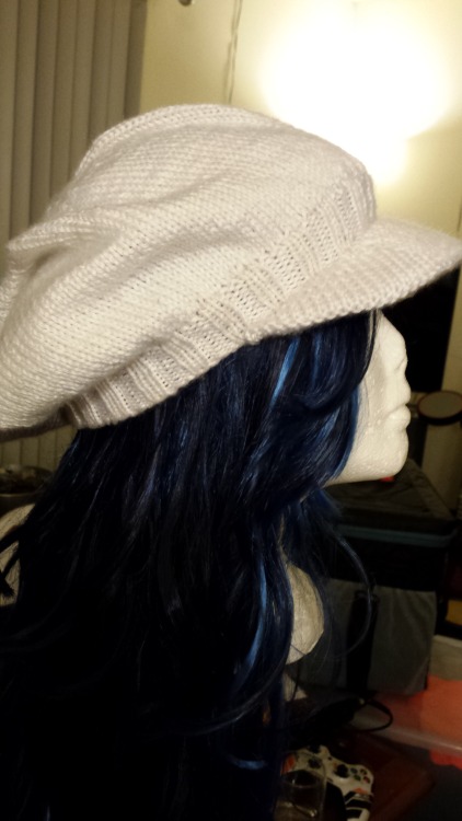 Moon Jellyfish Slouch HatKnit with acrylic yarn. Brim supported by craft foam.