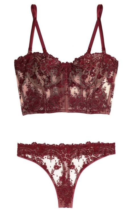 martysimone: I.D. Sarrieri | Annabelle - Chantilly Lace + tulle + silk bustier in Rosewood | FW2018-