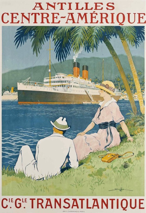 Antilles, Centre-Amérique.Cie. Gle. Transatlantique.c.1920. Lithograph in colours. Printed by