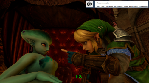 plagueofgripes:askthehyrulewarriors:Link: NO.Poor Ruto. She only wanted to create weird interspecies babies. Fuckin’ Link.rofl link speaks! XD
