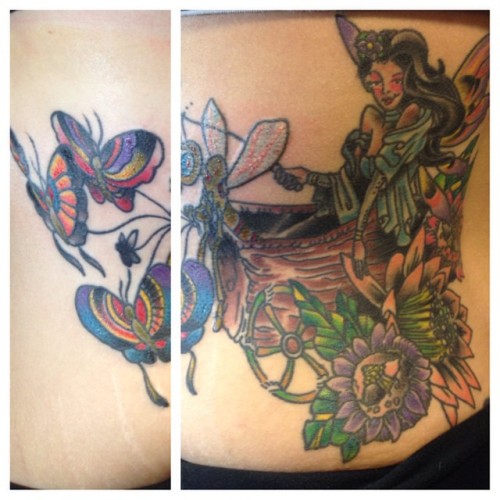Did color and shading ONLY on this one…#queenmab #butterfly #mythology #fantasy #fairy #flowers #tattoo #freak #freaktattoos #grantedink #casselberry #orlando #fl #skullandbonestattoodotnet